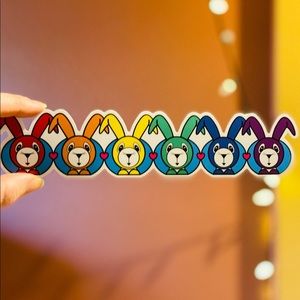 Bunny Sticker Rainbow Large Vinyl Bumper Sticker NEW 🌈🐰